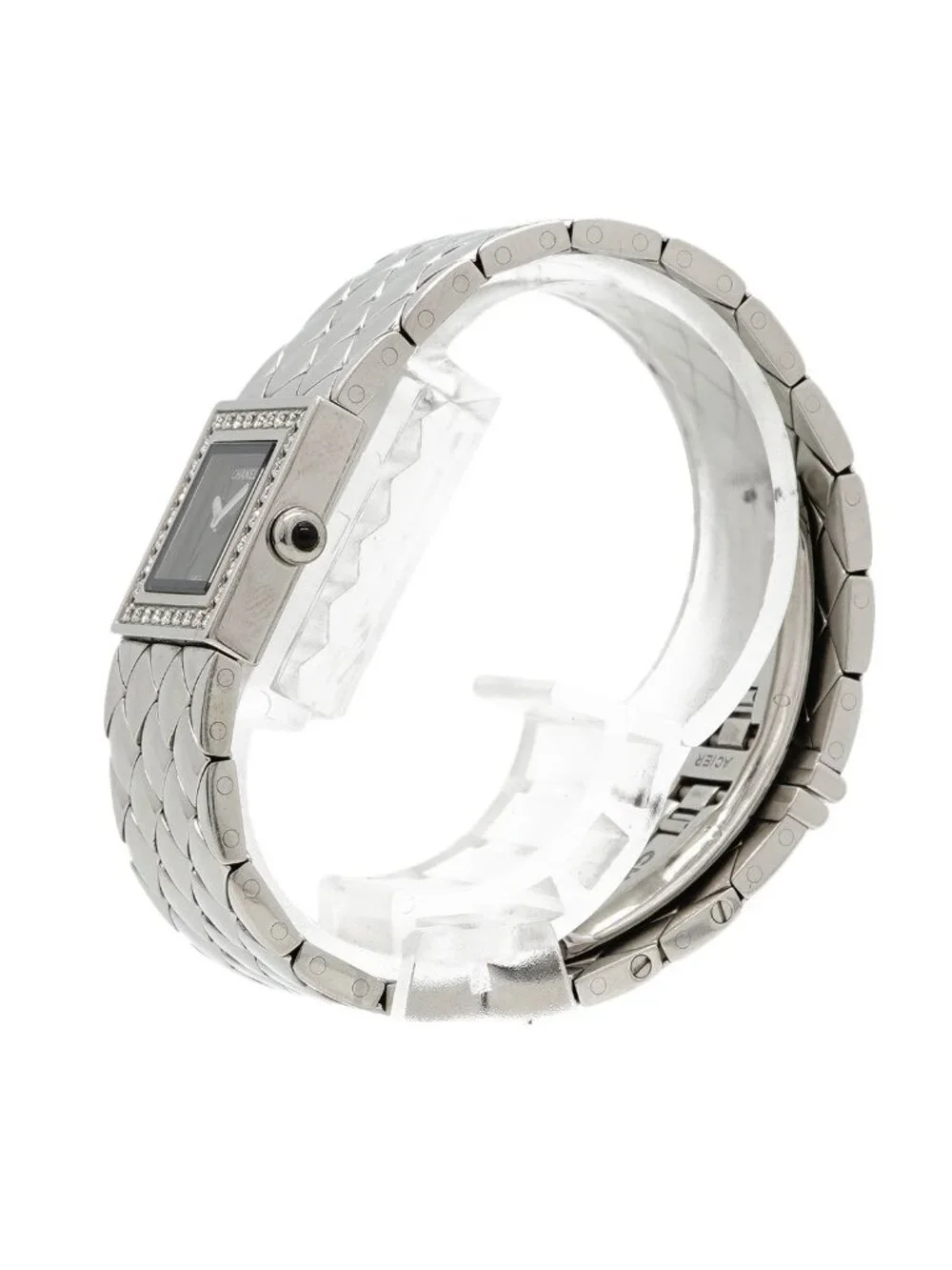 Chanel Quilted Diamond Black Dial Watch